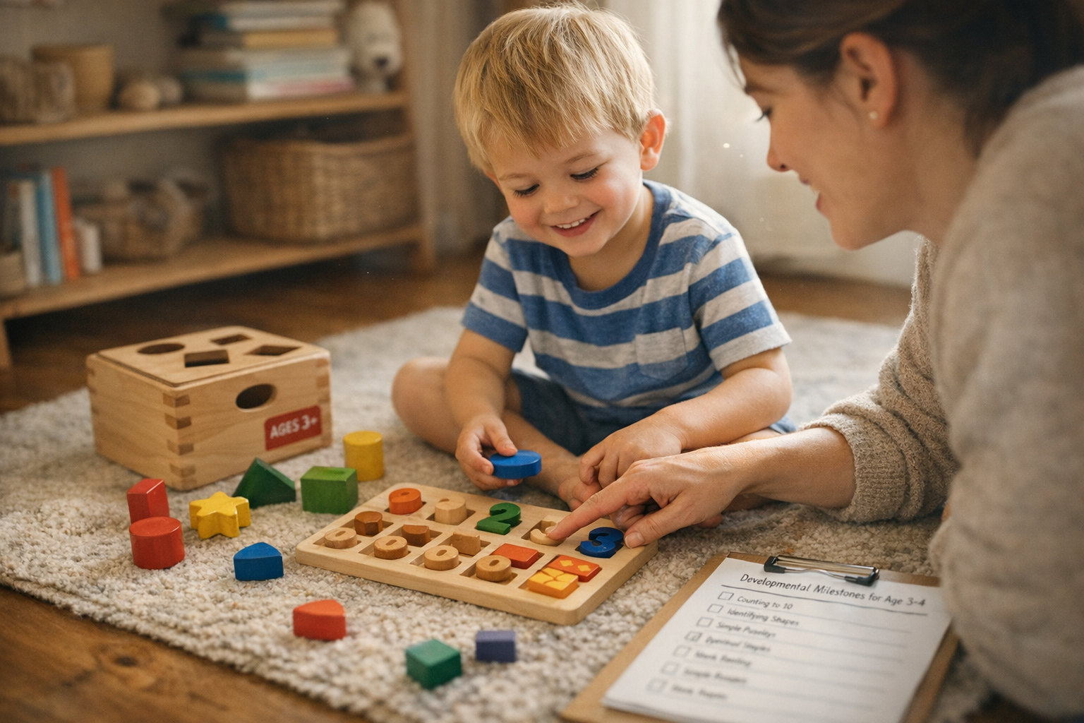 Kind speelt met educatief speelgoed