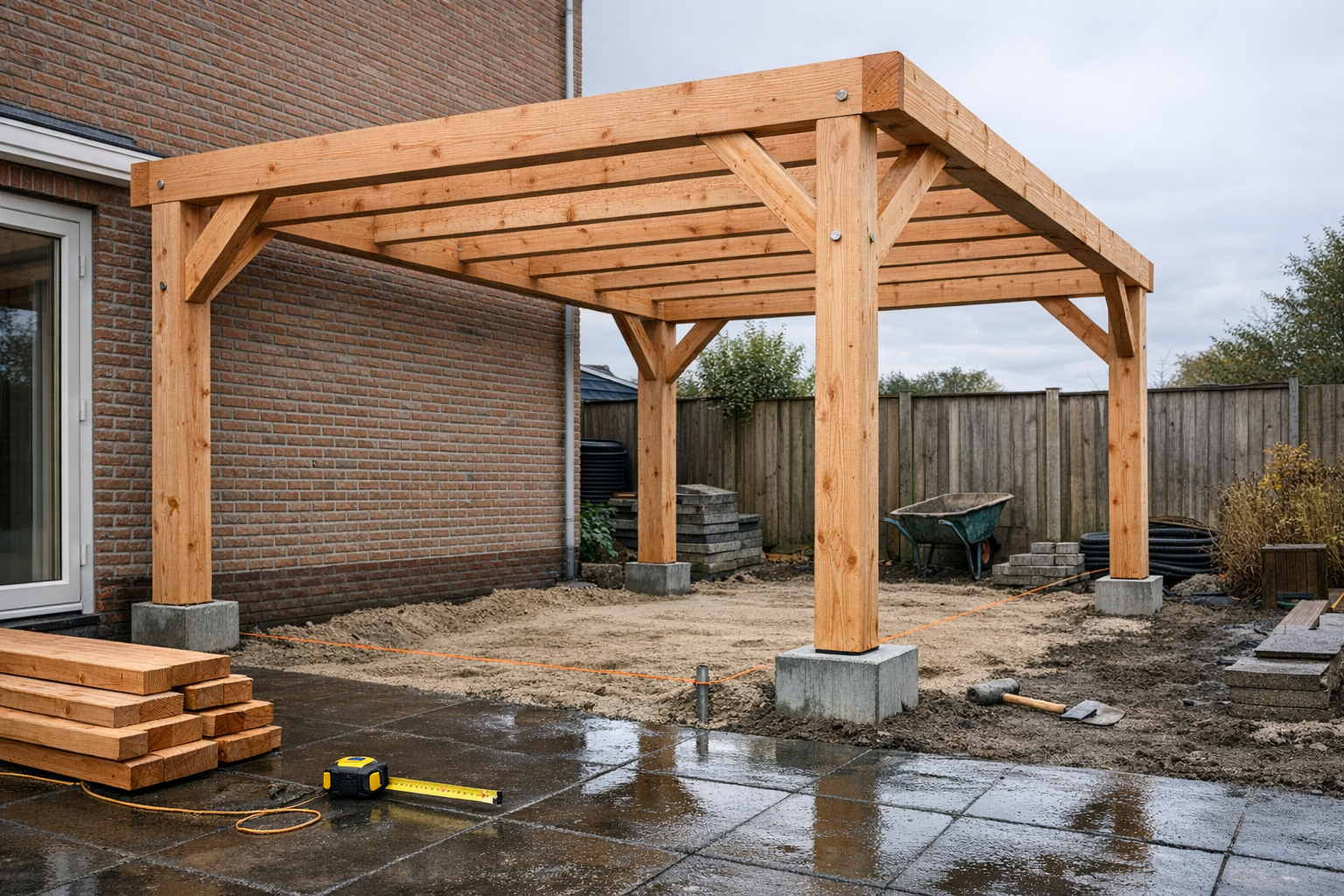 Fundering voor douglas overkapping