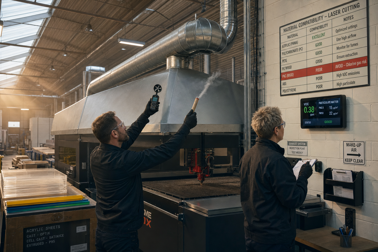 Afzuigsystemen voor lasersnijden van kunststof